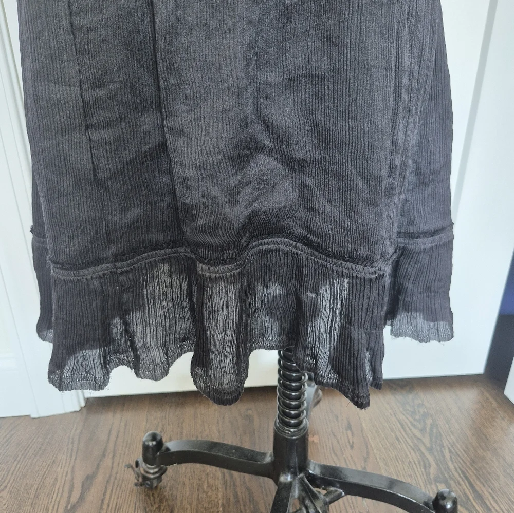 FENDI Dress Black Pleated Silk V Neck Ruffle 3/4 Sleeves RARE Italy Size 44 (8) - Picture 7 of 15